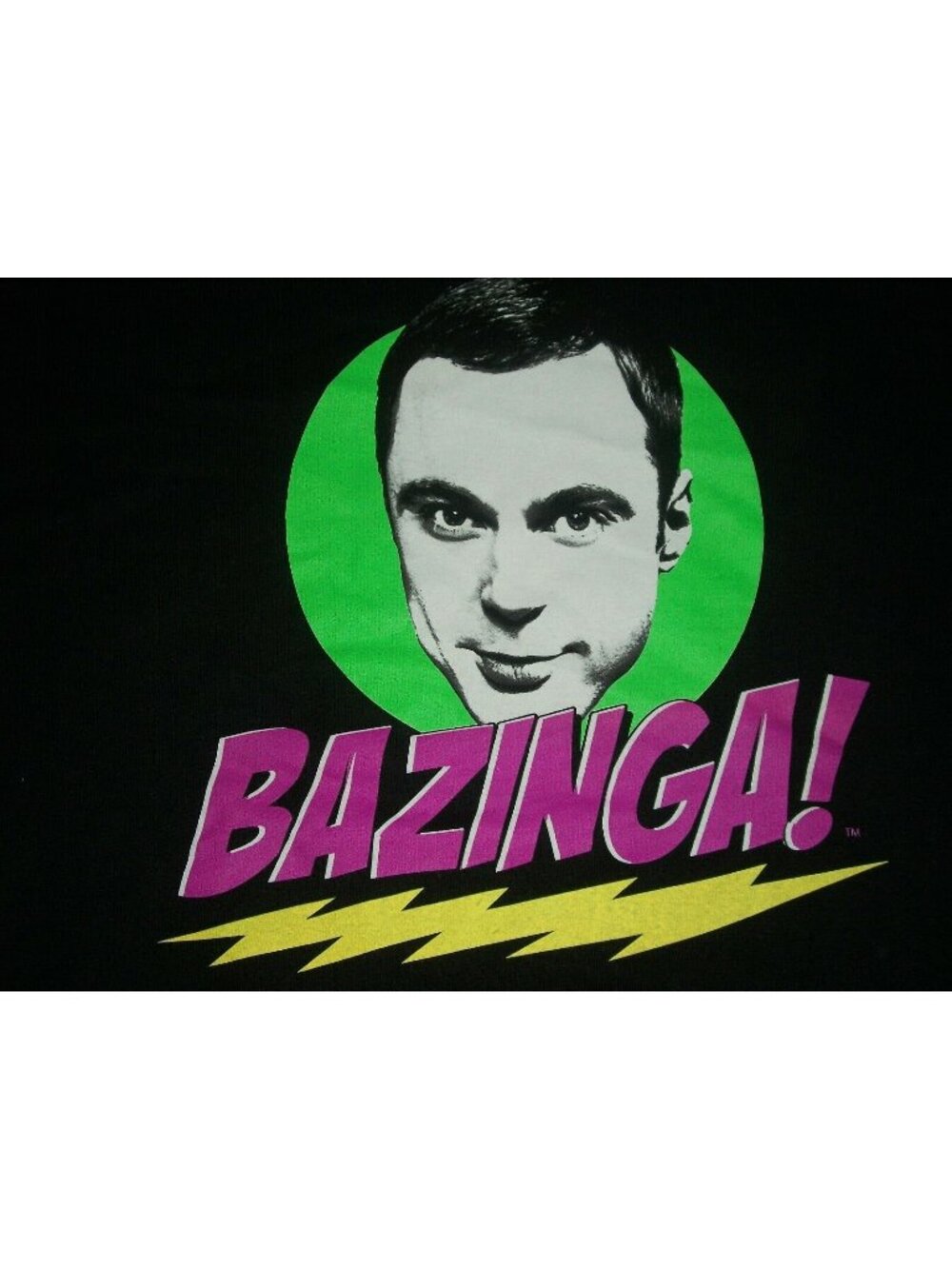 Bazinga Big Bang Theory Sheldon Men's T-shirt 2XL Tee Shirt Black Face Comic XXL